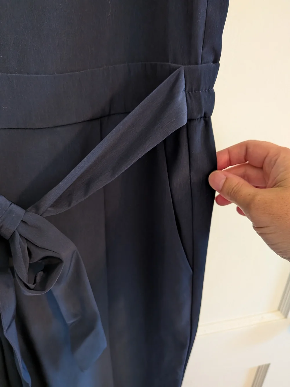 J.Crew Navy Blue Sleeveless V-Neck Belted Jumpsuit Size 10